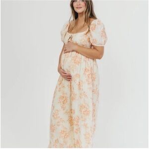 Worth collecting women maternity floral dress orange white midi cottage S beach